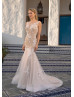 Ivory Lace Tulle Affordable Wedding Dress With Nude Lining